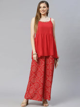 Women's Solid Rayon short Flared Top Palazzo Set